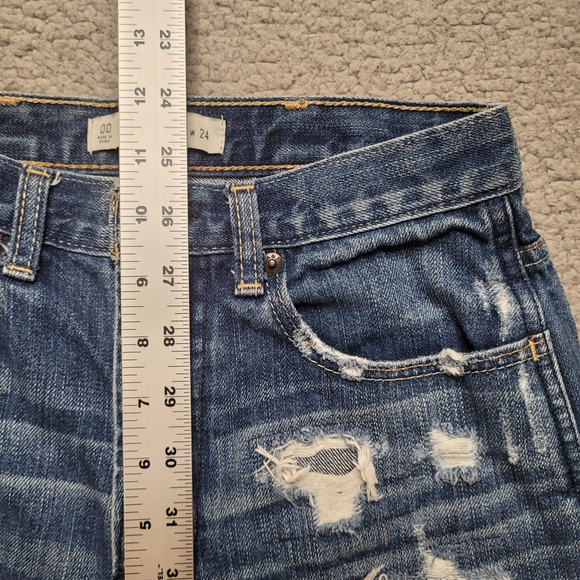 Abercrombie & Fitch Shorts 24 00 Blue Denim High Rise Distressed Cutoff Boho - Picture 5 of 5
